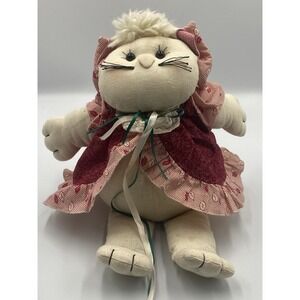 Handmade Kitty Cat Stuffed vintage Soft body embroidered face Good, Preowned